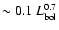 $\sim 0.1\ L_{\rm bol}^{0.7}$