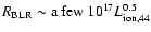 $R_{\rm BLR}\sim {\rm a\ few}\ 10^{17}L_{\rm ion,44}^{0.5}$