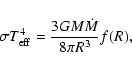 \begin{displaymath}\sigma T_{\rm eff}^4 = {3GM\dot{M}\over 8\pi R^3} f(R),
\end{displaymath}