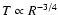 $T\propto R^{-3/4}$
