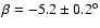 $\beta=-5.2\pm0.2^{\circ}$