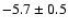 $-5.7\pm0.5$