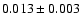 $ 0.013\pm0.003$
