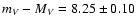 ${m_V-M_V=8.25\pm0.10}$