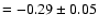 $= -0.29 \pm 0.05$