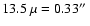 $13.5~\mu = 0.33 \hbox{$^{\prime\prime}$ }$