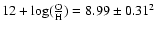 $12 + \log(\frac{\rm O}{\rm H})= 8.99\pm 0.31^{2}$