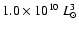 $1.0\times10^{10}~L_{\odot}^{3}$