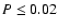 $P \leq 0.02$