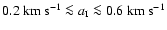 $0.2~{\rm km}~{\rm s}^{-1} \la a_{\rm I} \la 0.6~{\rm km}~{\rm s}^{-1}$