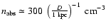 $n_{{\rm abs}} \simeq 300 \; \left(\frac{D}{1 \; {\rm kpc}}\right)^{-1} \; {\rm cm}^{-3}$