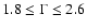 $1.8 \leq \Gamma \leq 2.6$