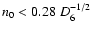 $n_0 < 0.28 \; D_6^{-1/2}$