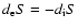 $d_{\rm e}S=-d_{\rm i}S$