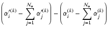 $\displaystyle \left(\alpha_i^{\prime(k)}-\sum_{j=1}^{{\cal N}_{\rm o}}\alpha_j^...
...\right)-\left(\alpha_i^{(k)}-\sum_{j=1}^{{\cal N}_{\rm o}}\alpha_j^{(k)}\right)$