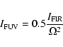 \begin{displaymath}%
I_{\rm FUV}=0.5\frac{I_{\rm FIR}}{\Omega^2}
\end{displaymath}