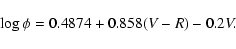 \begin{displaymath}%
\log\phi = 0.4874+0.858 (V-R) -0.2 V.
\end{displaymath}