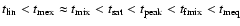$t_{\rm lin} < t_{\rm mex} \approx t_{\rm mix} <t_{\rm sat} <t_{\rm peak} <t_{\rm fmix} < t_{\rm meq}$