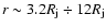 $r\sim 3.2 R_{\rm j} \div 12 R_{\rm j}$