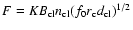 $F = K B_{\rm cl} n_{\rm cl} (f_0 r_{\rm c} d_{\rm cl})^{1/2}$