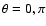 $\theta = 0, \pi$