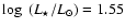 $\log~ (L_{\star}/{L}_{\odot}) =
1.55$