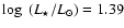 $\log~ (L_{\star}/{L}_{\odot}) = 1.39$