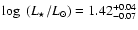 $\log~(L_{\star}/{L}_{\odot}) = 1.42^{+0.04}_{-0.07}$