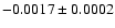 $-0.0017\pm 0.0002$