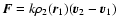 $\vec{F}= k \rho_2(\vec{r}_{\rm 1}) (\vec{v}_{\rm 2} - \vec{v}_{\rm 1})$