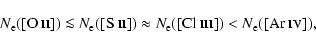 \begin{displaymath}N_{\rm e}([\mbox{O {\sc ii}}]) \la N_{\rm e}([\mbox{S {\sc ii...
...m e}([\mbox{Cl {\sc iii}}])<
N_{\rm e}([\mbox{Ar {\sc iv}}]),
\end{displaymath}