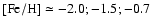 $[{\rm Fe/H}] \simeq -2.0; -1.5; -0.7$