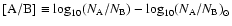 $[{\rm A/B}] \equiv {\log}_{10} (N_{\rm A}/N_{\rm B}) - {\log}_{10} {(N_{\rm A}/N_{\rm B})}_{\odot}$