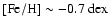 $[{\rm Fe/H}] \sim -0.7\ {\rm dex}$