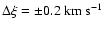 $\Delta \xi = \pm 0.2\ \mbox{km s}^{-1}$