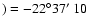 $)=-22\degr37\hbox{$^\prime$ }10$