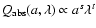 $Q_{\rm abs}(a,\lambda)\propto a^s\lambda^t$