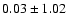 $0.03 \pm 1.02$