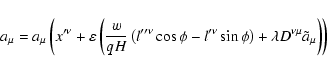 \begin{displaymath}a_{\mu }=a_{\mu }\left( x^{\prime \nu }+\varepsilon \left(\fr...
...hi \right)+\lambda D^{\nu \mu }\tilde{
a}_{\mu }\right)\right)
\end{displaymath}
