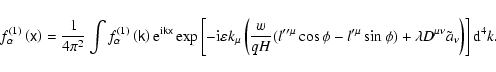 \begin{displaymath}%
f_{\alpha }^{(1)}\left( \tens{x}\right) =\frac{1}{4\pi ^{2}...
...mbda D^{\mu \nu }\tilde{a}_{\nu }\right) \right] {\rm d}^{4}k.
\end{displaymath}