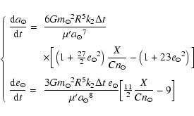 \begin{displaymath}\left\{
\begin{array}{ll}
{{\displaystyle\strut{\rm d}{a_\odo...
...2}}} {X \over
{C n_\odot}} - 9 \Big] \\
\end{array} \right.
\end{displaymath}