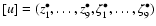 $[u]=(z_1^\bullet,\dots,z_9^\bullet,\zeta_1^\bullet,\dots,\zeta_9^\bullet)$