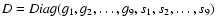 $D=Diag(g_1,g_2,\dots,g_9,s_1,s_2,\dots,s_9)$