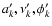 $a'_k,\nu'_k,\phi'_k$