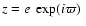 $z=e~ \exp ({i}\varpi)~$