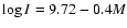 $\log I = 9.72 - 0.4 M$