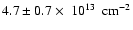 $4.7 \pm 0.7\times~10^{13}~~{\rm cm}^{-2}$