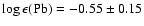 $\log \epsilon{\rm (Pb)}
=-0.55\pm 0.15$