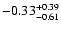 $\rm -0.33^{+ 0.39 }_{- 0.61 }$