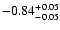 $\rm -0.84^{+ 0.05 }_{- 0.05 }$